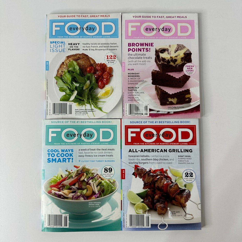 Everyday Food Magazine Lot of 4 Issues 2007 Recipes Grilling Martha Stewart